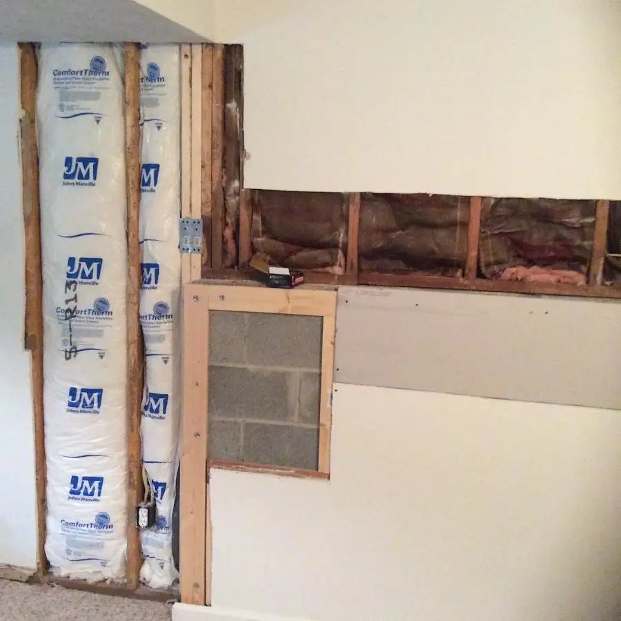 Wall insulation replacement during Basement Flood Cleanup in Southfield